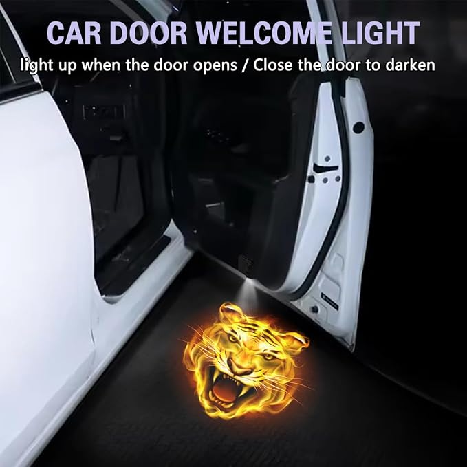 Zufoty 2PCS Car Door Light Projector, Wireless LED Car Door Paste Welcome Courtesy Light, LED Courtesy Ghost Shadow Welcome Lamp, Universal Car Accessories Fits Most Car SUV Truck