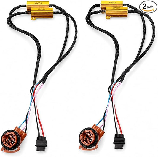 3157 4157 T25 Led Load Resistor Harness Led Turn Signal Fix Hyper Flash | 50w 6ohm Load Resistos Decoders Plug And Play Anti Hyper Flash Brake Light Led Blinker Switchback Led Resistor