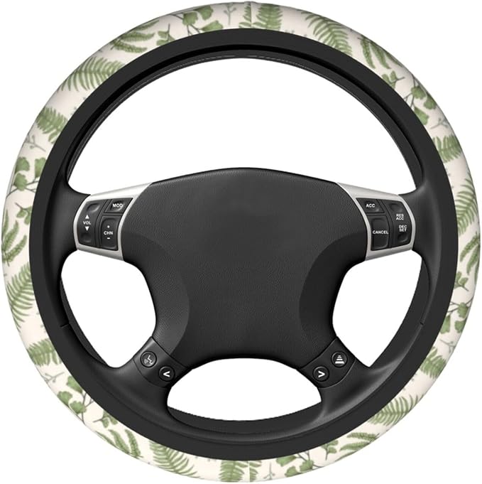 Vintage Botanical Leaves Steering Wheel Cover For Women Men Girls, Universal 15 Inch Anti Slip Steering Wheel Protector Car Accessories Interior For Auto Truck Suv