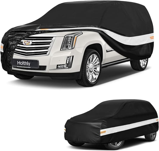 10 Layers SUV Car Cover Custom Fit for Cadillac Escalade (2007-2026), Waterproof All Weather for Automobiles, Outdoor Full Cover Sun Dust Rain Protection with Cotton. Black
