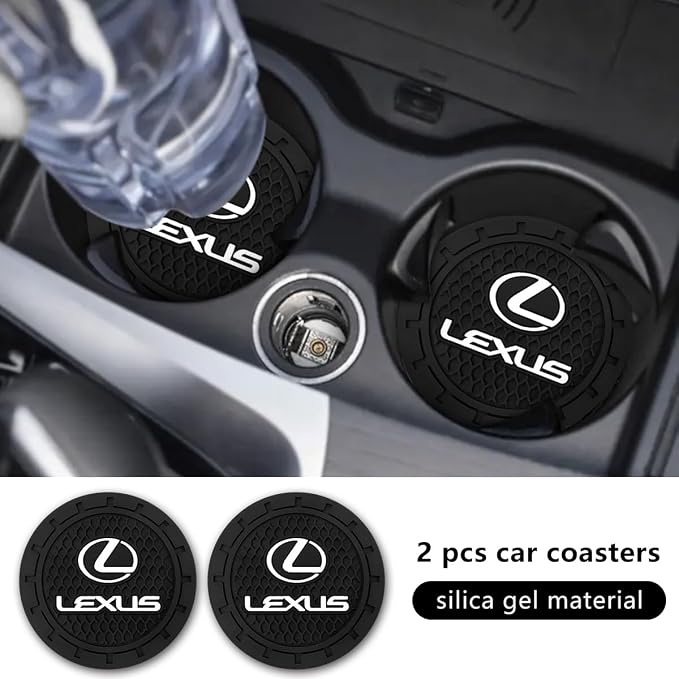 Car Cup Holder Coaster for Lexus Series Recessed Silicone Cupholder Coaster Interior Accessories 2.75in 2Pieces Black