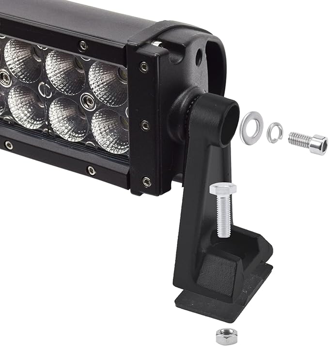 Universal Light Bar Mounting Brackets - Side Mount Base for Dual Row LED Straight & Curved Lightbars, Anti-Vibration Rubber Pad Included, Off-Road Truck UTV Roof Ditch Light Hardware (2-Pack)