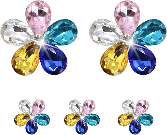 Zpana Bling Daisy Flower Car Air Vent Clips, 5PCS Sparkling Crystal Rhinestone Cute Vehicle Air Conditioning Clamp, Diamond Auto Air Outlet Clip Decor for Women Girls, Universal Fit (Colorful)