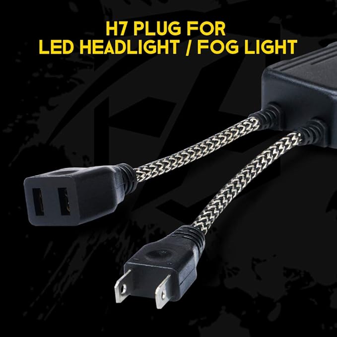 H7 LED Headlight Canbus Decoder Error Free Anti Flicker Harness for Truck | Premium Nylon Braided Cable, Heat-Resistant, Plug N Play, Pack of 2