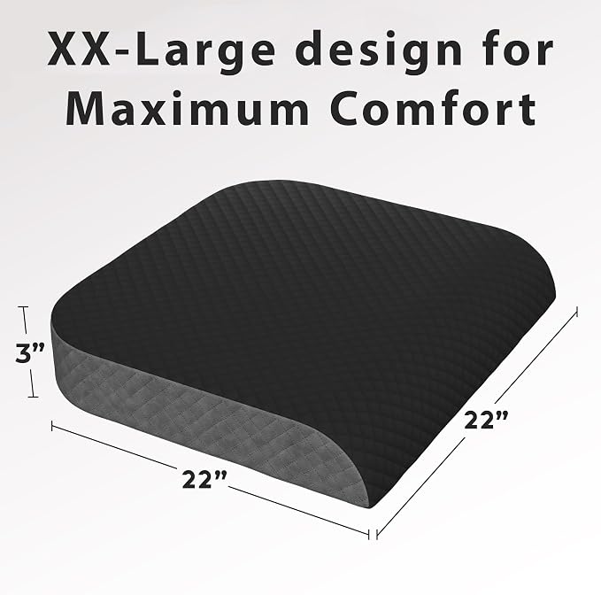 Kölbs Extra Large Seat Cushion Stylish Plush Velvet Cover XL Memory Foam for Office Chair, Floor Pillow Back Pain Coccyx Bruise Relief Carry Handle