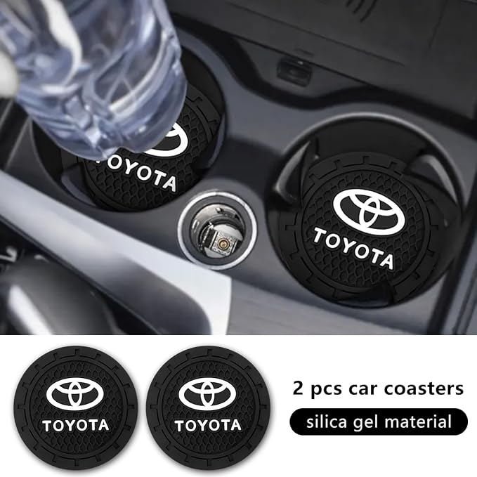 Car Cup Holder Coaster for Toyota Recessed Silicone Cupholder Coaster Interior Accessories 2.75in 2Pieces Black