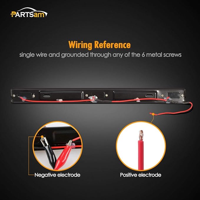 Partsam 14.17" Red Led Truck Trailer Smoked Red Clearance ID 3 Lamps Trailer Identification Light Bar w Black Stainless Steel Bracket Replacement for Pickup Trucks