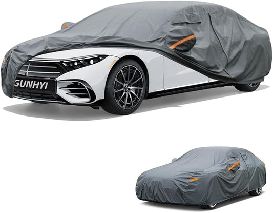 GUNHYI Premium Car Cover Custom Fit Mercedes-Benz EQS, 16 Layers Heavy Duty Car Cover Waterproof All Weather with Zipper Door for Sun Rain Snow Dust Uv Protection