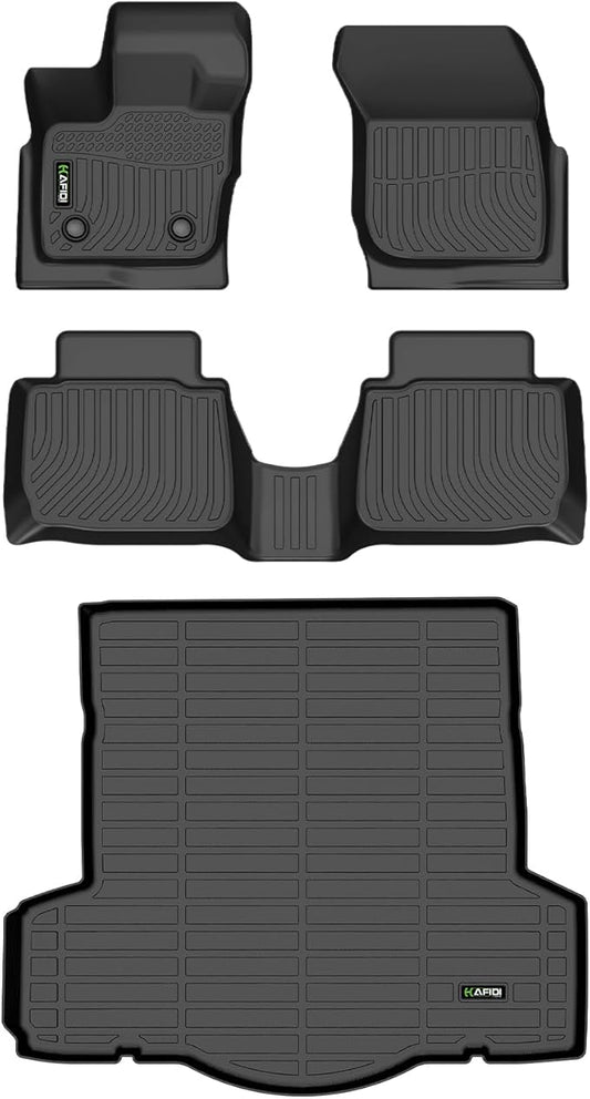 HAFIDI® Car Mats & Cargo Liner Set Fit for 2017-2020 Ford Fusion & Lincoln MKZ (Not for Hybrid) All Weather Floor Mats TPE Anti-Slip Automotive Full Set Floor Liners Custom Accessories - Black