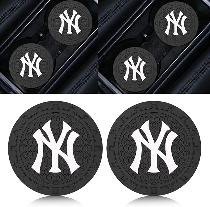 Silicone Yankees Car Cup Holder Coasters,Baseball Fans Car Coasters for NY Yankees Fans, Non-Slip Universal Fit Cup Holder Insert