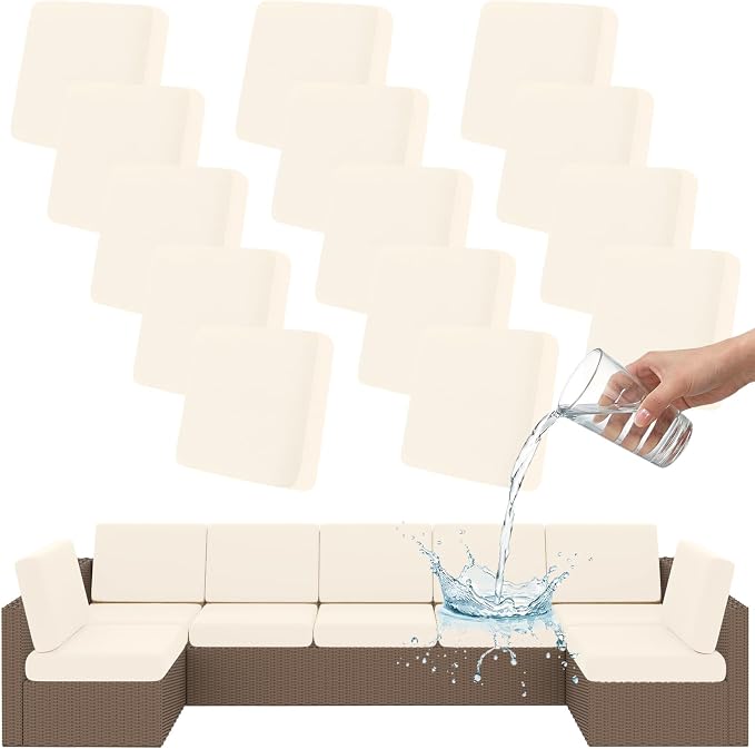 Smiry 14 Pcs Waterproof Patio Cushion Covers, Stretch Outdoor Furniture Covers