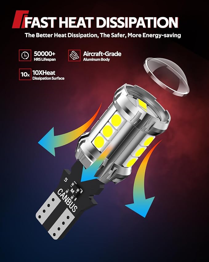 Torchbeam 921 LED Bulb Reverse Light 1000% Brighter with 3030SMD LED Chips, T15 906 904 916 W16W 912 LED Bulb with Projector Replacement for Tail backup reverse Lights, 6000K White, Pack of 2