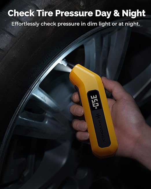 Tire Pressure Gauge Digital 200 PSI, HYVOHEX Tire Gauges for Tire Pressure with AAA Batteries, Visual LED Display Tire Gauge with Backlight, Digital Tire Gauge for Car Truck Motorcycle Bicycle (Grey)