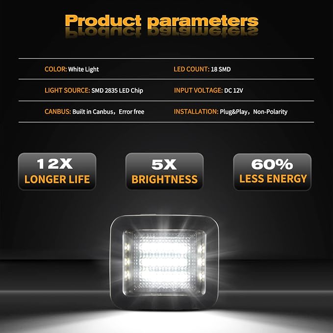 POPMOTORZ LED License Plate Lights Assembly Tag Lamps Smoked Lens Compatible with 2015-2022 Ford F-150 2015-2022 F-150 Raptor Pickup Truck Raptor LED Tag Lights 18SMD 6000K White 2 Pieces