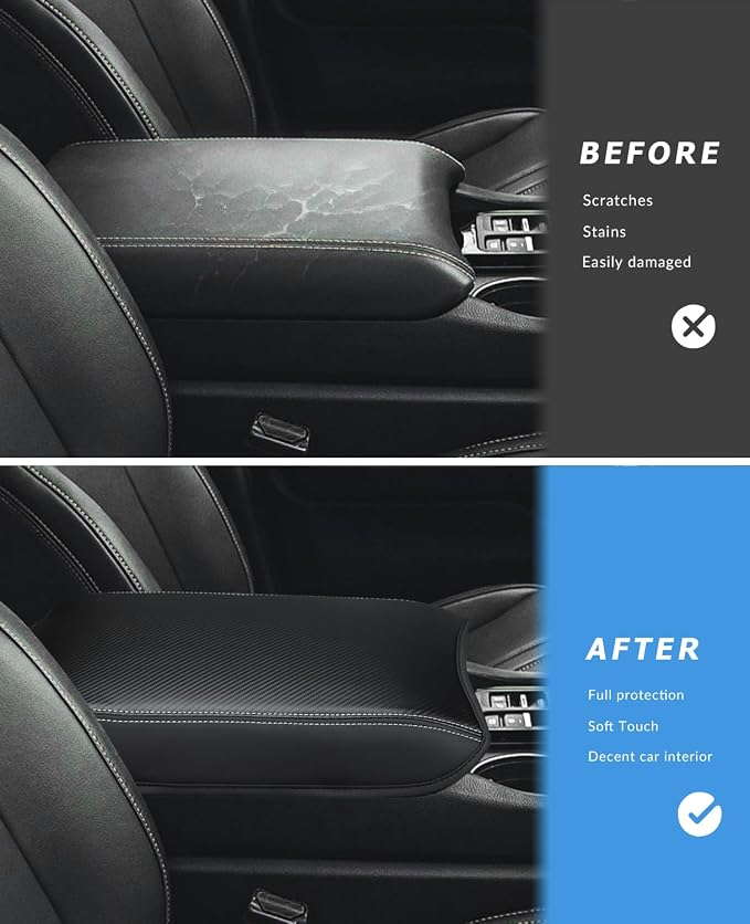 INTGET Center Console Cover for Honda Pilot Accessories 2023-2025 2026,Ridgeline/Passport 2024 2025 2026 Leather Car Armrest Arm Rest Box Lid Middle Seat Protector (Carbon Pattern with pad, 2023+)