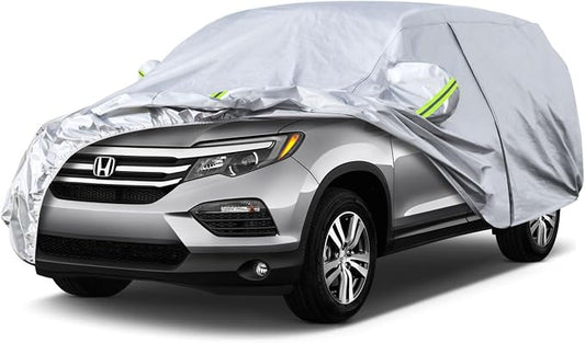 Koukou SUV Car Cover Custom Fit Honda Pilot from 2002 to 2025, Waterproof Car Cover All Weather for Automobiles Outdoor Indoor with Zipper Door, Sun Rain Dust Snow Protection.
