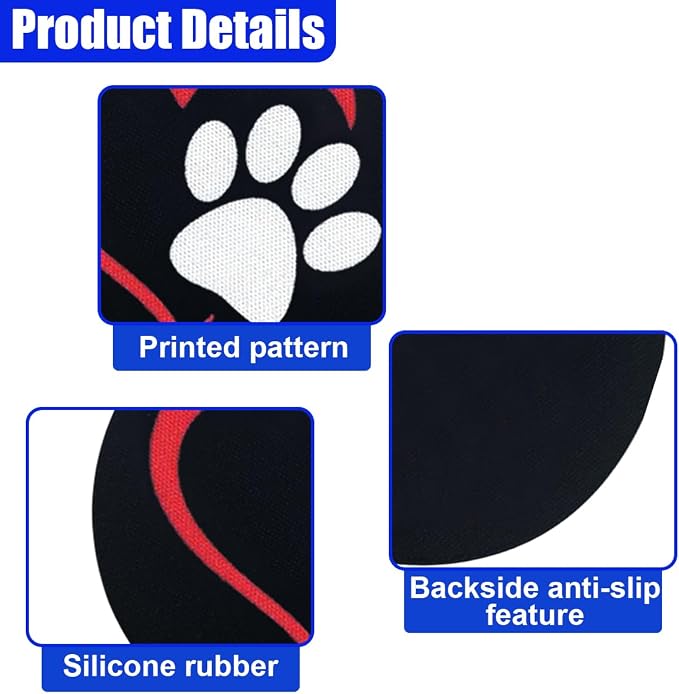 2PCS Dog Paw Heart Print Car Cup Holder Coasters, 2.73 Inch Anti-Slip Shockproof Automotive Drink Mat for Women and Men, Universal Vehicle Cup Holder Insert for RV, SUV, Truck (White&Red)