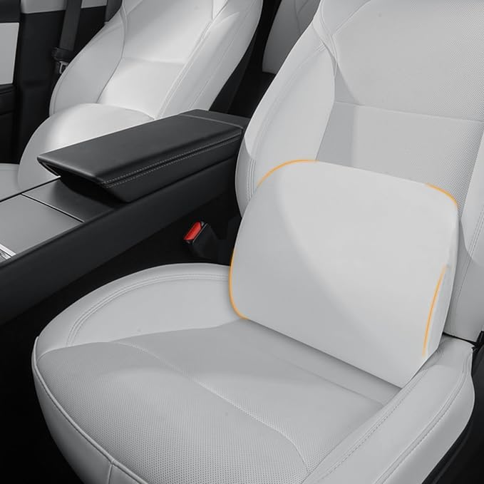 Memory Foam Lumbar Support Pillow for Tesla White 1pc | For model Y / 3 / S / X / Lower Back Support for Car Improved Posture Backrest Mid / Lower Back Support Cushion for Car Seat
