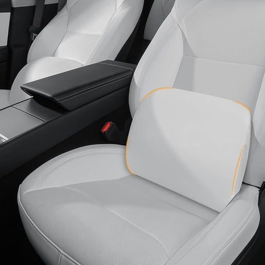 Memory Foam Lumbar Support Pillow for Tesla White 1pc | For model Y / 3 / S / X / Lower Back Support for Car Improved Posture Backrest Mid / Lower Back Support Cushion for Car Seat