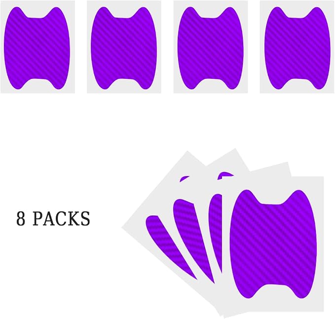 8PCS Car Door Handle Sticker, Carbon Fiber Anti-Scratches Car Door Cup Protector, Non-Marking Auto Door Handle Protective Film, Self-Adhesive Door Side Paint Protector for All Cars (Purple/8PCS)