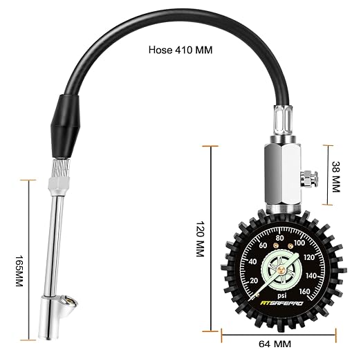 ATsafepro Tire Pressure Gauge 160PSI, Dual Head Air Pressure Gauge for Truck, Semi Truck, ATV, RV & Motorhome with Dually Tires, Heavy Duty Tire Pressure Gauge…