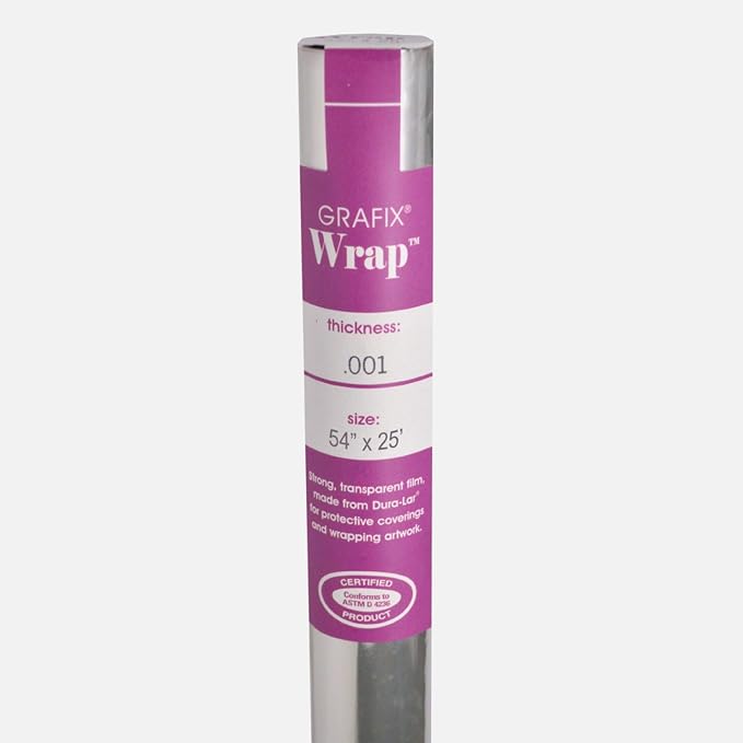 Grafix Dura-Lar 0.001" Film, Ultra Clear, Glossy 54" x25' Material, Mylar/Acetate Alternative for, Blank Stencils and Templates, Protection, Transparencies, Windows, Arts and Crafts, Roll