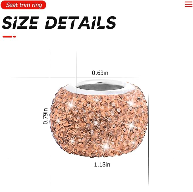 BELOMI 4 Pack Car Headrest Collars, Bling Car Head Rest Collars Rings Decor, Rhinestone Car Head Rest Collars, Diamond Interior Car Seat Accessory (Peach Pink)