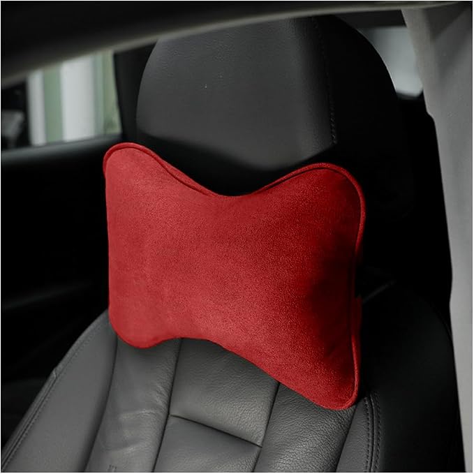 Osilly Car Headrest Pillow, Soft Comfortable Breathable Memory Foam Ergonomic Design Automotive Neck Pillow Cushion with Adjustable Strap for Neck Pain Pressure Relief, Universal Fit（Red）