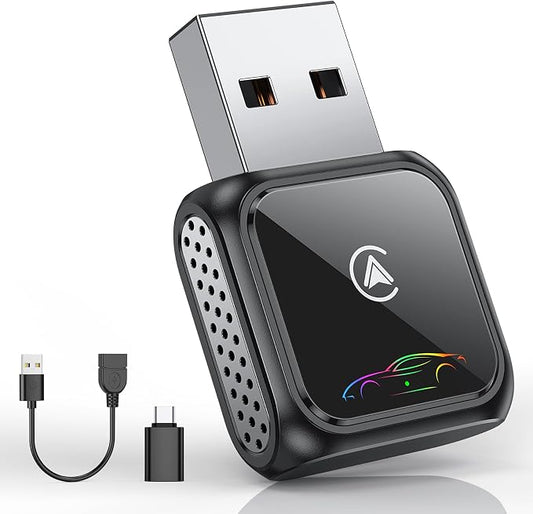Super Mini Android Auto Wireless CarPlay Adapter - Auto Connect Bluetooth Car Play Dongle, Zero Latency, Compatible with iOS & Android, 2017+ Models, USB/Type-C