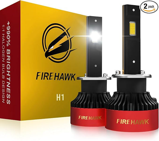 Firehawk H1 Bulbs 70000LM Pure White 6000K Plug & Play IP68 Waterproof Fog Light, Pack of 2