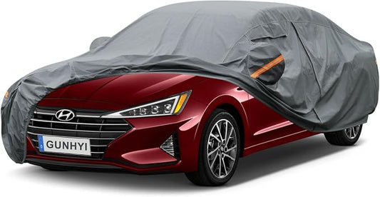 GUNHYI Premium Car Cover Custom Fit Hyundai Elantra, 16 Layers Heavy Duty Car Cover Waterproof All Weather with Zipper Door for Sun Rain Snow Dust Uv Protection