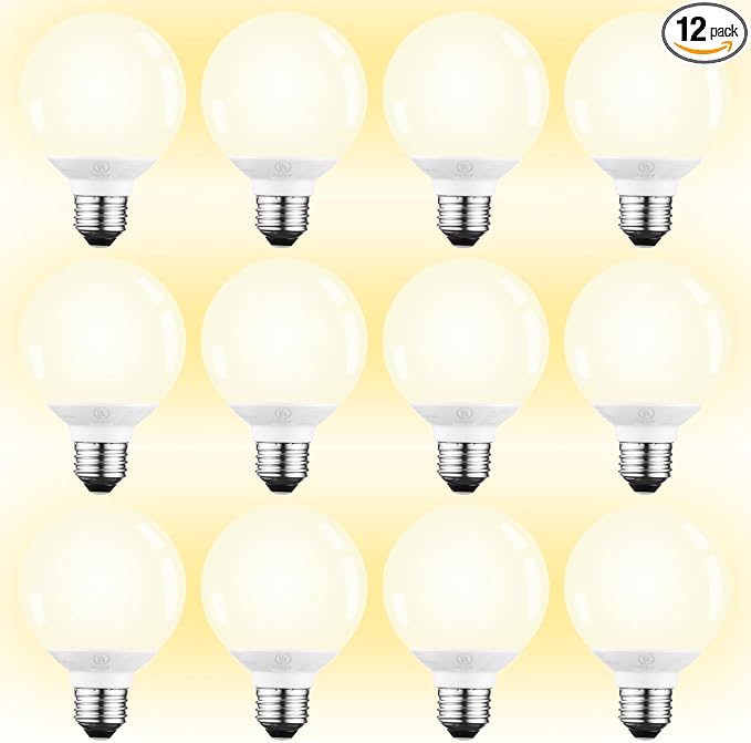 TORCHSTAR 12-Pack G25 LED Light Bulbs, 5W 450LM, Dimmable, 2700K | UL Listed, 40W Equivalent Soft White Vanity Globe Round Bulbs, E26 Base Decorative Bulb, for Bathroom Vanity or Mirror