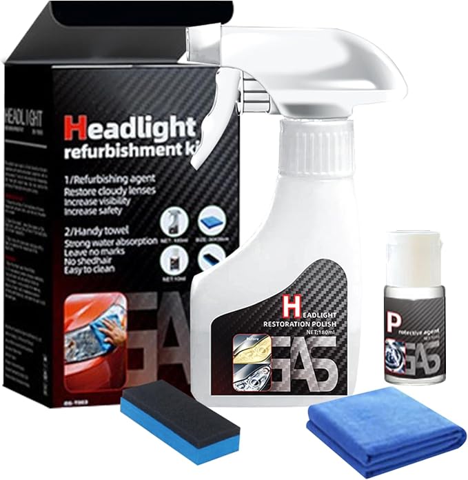 Headlight Restoration Kit,Automotive Headlight Restoration Fluid,Headlight Cleaner,Headlight Refurbishing Agent,Multifunctional Car Headlight Polishing for All Vehicle Types