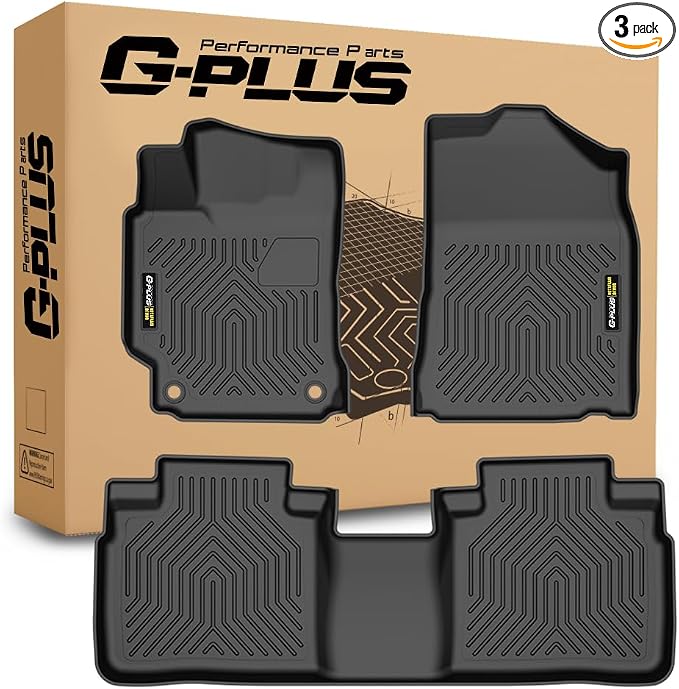 G-PLUS TPE Floor Mats Compatible with Toyota Camry 2015 2016 2017 | All Weather Protection,Non-Slip,Custom Fit Floor Cargo Liner,TPE Full Coverage,1st & 2nd Row,Black,3PCS