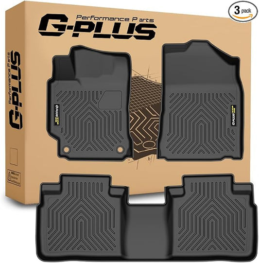 G-PLUS TPE Floor Mats Compatible with Toyota Camry 2015 2016 2017 | All Weather Protection,Non-Slip,Custom Fit Floor Cargo Liner,TPE Full Coverage,1st & 2nd Row,Black,3PCS