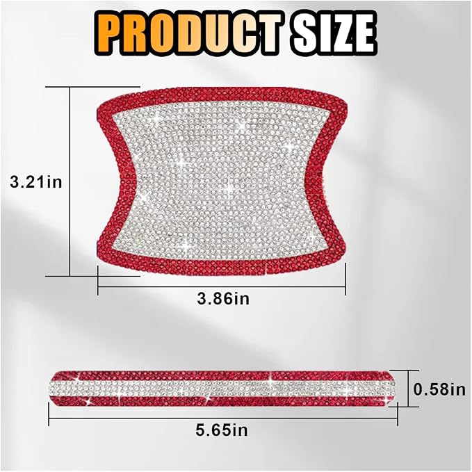 JOYCOURT 10PCS Bling Car Door Handle Anti-Scratch Sticker, White&Red | Universal Car Door Handle Cup Protective Cover, Adhesive Door Bowl Sticker, Shiny Rhinestone Auto Decor Accessories for Women