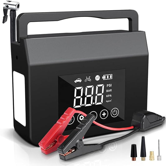 Eleacc Portable Jump Starter with Air Compressor, 4000A 12V Car Battery Jump Starter(All Gas/8.0L Diesel), Jump Box with 150PSI Auto-Shutoff Tire Inflator, 15000mAh Power Bank, LED&Type-C Fast Charge
