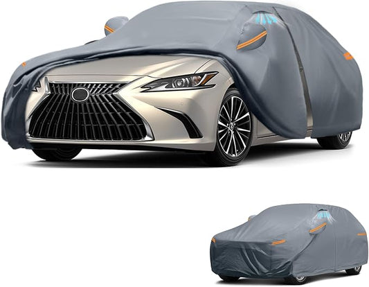 Waterproof ES ES300 ES330 ES350 ES300h(2012-2026) Car Cover with Breathable Vents, [Upgrade] Premium Covers with Cotton Liner and Zipper Door,Sun Rain Snow Dust Uv Protection.