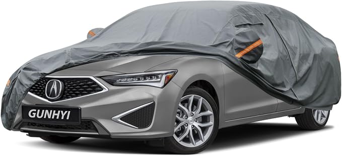 GUNHYI Premium Car Cover Custom Fit Acura ILX, 16 Layers Heavy Duty Car Cover Waterproof All Weather with Zipper Door for Sun Rain Snow Dust Uv Protection