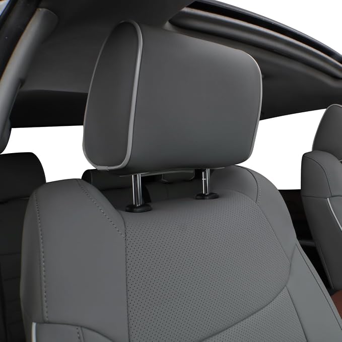 EKR Tacoma Seat Covers Custom Fit for Toyota Tacoma 2016 2017 2018 2019 2020 2021 2022 2023 Double Cab/Crew Cab -Truck Seat Covers for Car Full Set,Faux Leather(Gray)