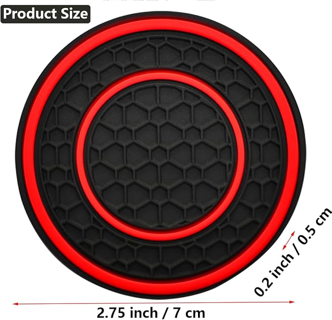 Car Cup Coaster Universal Automotive Waterproof Non-Slip Cup Holders Sift-Proof Spill Holder Car Interior Accessories 2 Pack Black & Red