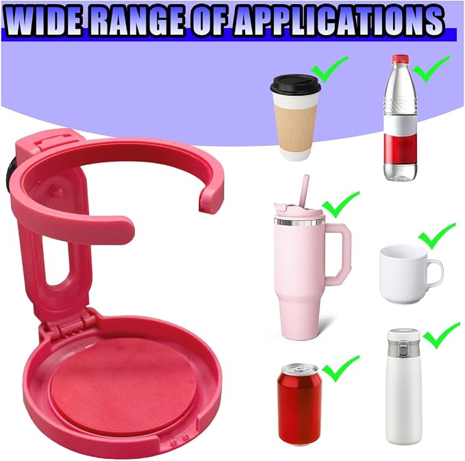 Car Air Vent Cup Holder Auto Ashtray Holder, Adjustable Drink Holder Extender for Horizontal Vents, Universal Tool-Free A/C Vent Mount for Various Coffee, Water, Juice Cups in Car, Truck, SUV (Pink)