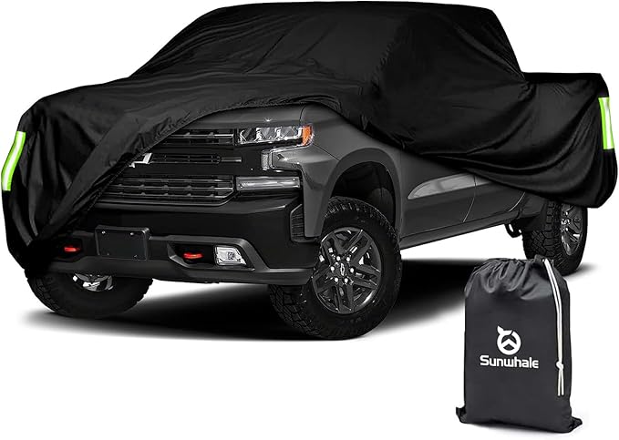 Truck Cover Waterproof All Weather - Heavy Duty Outdoor Pickup Truck Cover Windproof Sun Rain Protection - Universal Fit for Ford F150 Chevy Silverado (Fit Truck: Length Up to 242 inch)