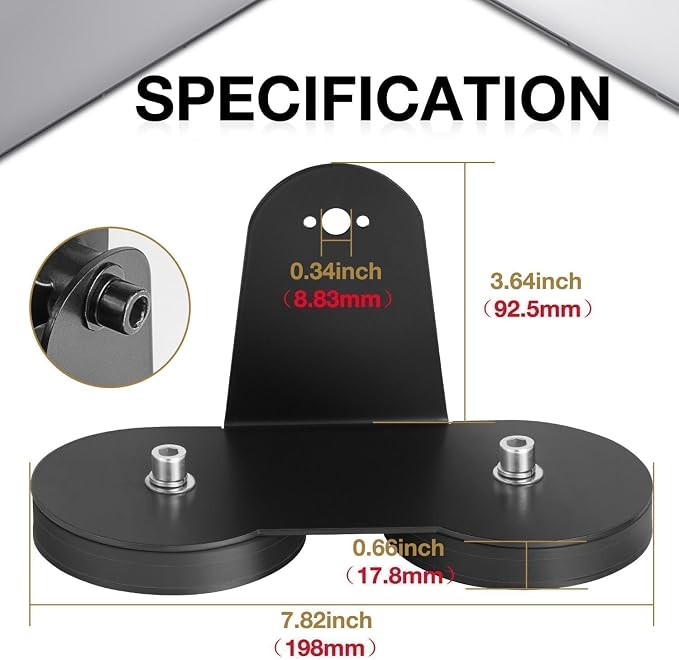 Magnetic Light Bar Mounting Brackets, AKD Part 2PCS Powerful LED Light Magnetic Base Sucker Holder Universal Side-Mounted Brackets Kit for Straight Curved Light Bar on Hood Roof