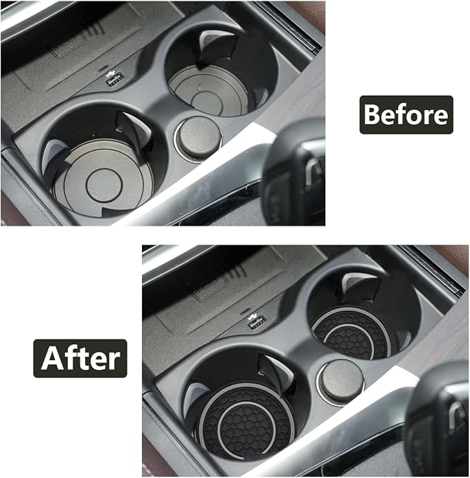 Car Cup Coaster Universal Automotive Waterproof Non-Slip Cup Holders Sift-Proof Spill Holder Car Interior Accessories 2 Pack Black & Gray