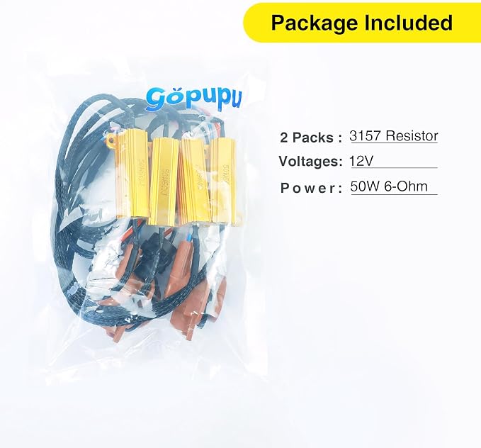 3157 4157 T25 Led Load Resistor Harness Led Turn Signal Fix Hyper Flash | 50w 6ohm Load Resistos Decoders Plug And Play Anti Hyper Flash Brake Light Led Blinker Switchback Led Resistor