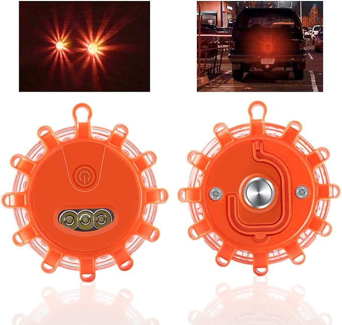 2Pack LED Road Safety Flare Roadside Warning Flashing Lights Emergency Disc Beacon for Car Marine Boat