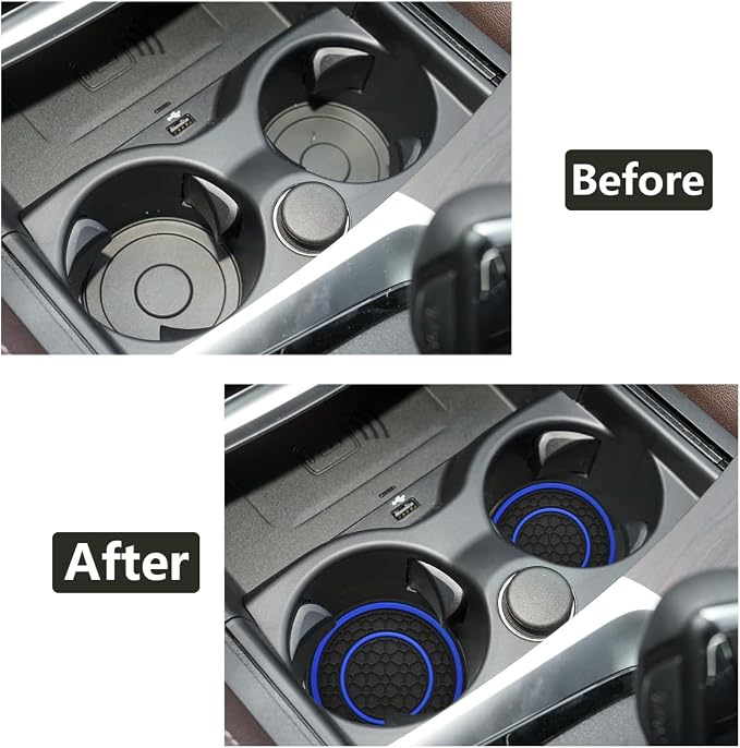 Car Cup Coaster Universal Automotive Waterproof Non-Slip Cup Holders Sift-Proof Spill Holder Car Interior Accessories 2 Pack Black & Blue