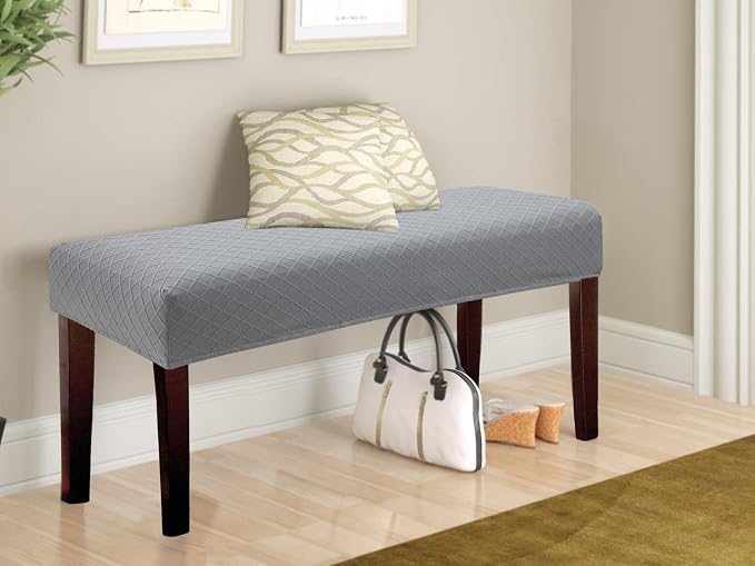 Fuloon Waterproof Dining Bench Cover, Removable Bench Slipcover Washable Bench Seat Protector Cover for Living Room, Bedroom, Kitchen (Light Grey)