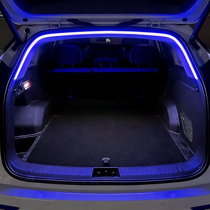 Car Trunk LED Light Strip, 157.5" Flexible Embedded Silicone Vehicle Interior Cargo Area Ambient Lighting, Automotive Trunk LED Light Strip Decor, Universal for SUV Van Truck (Blue)